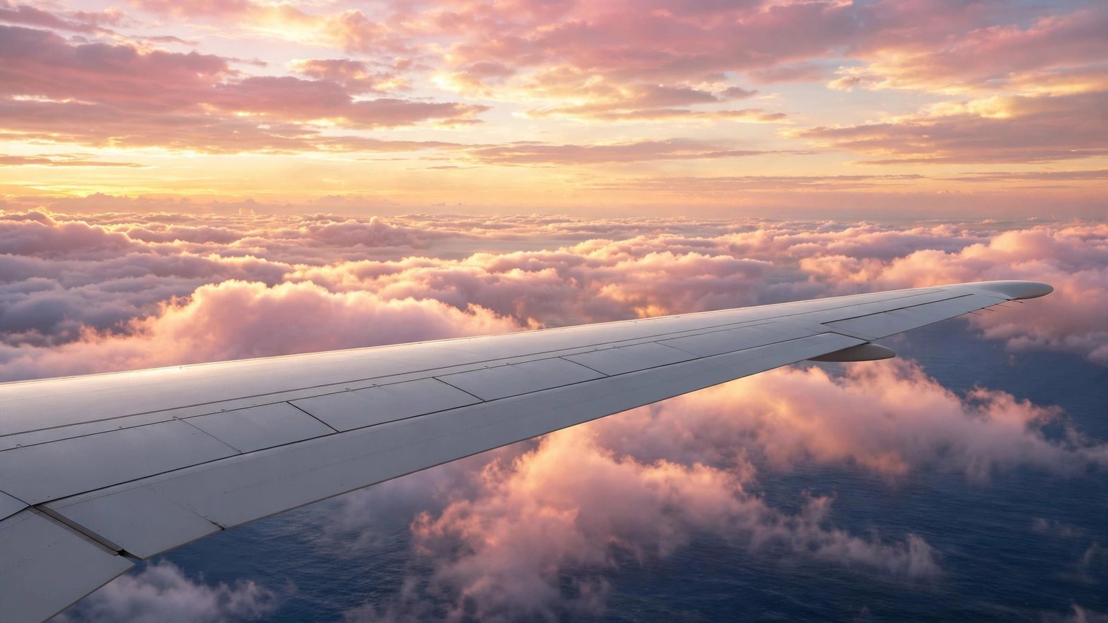 international travel insurance covering a long international flight over the ocean at dawn